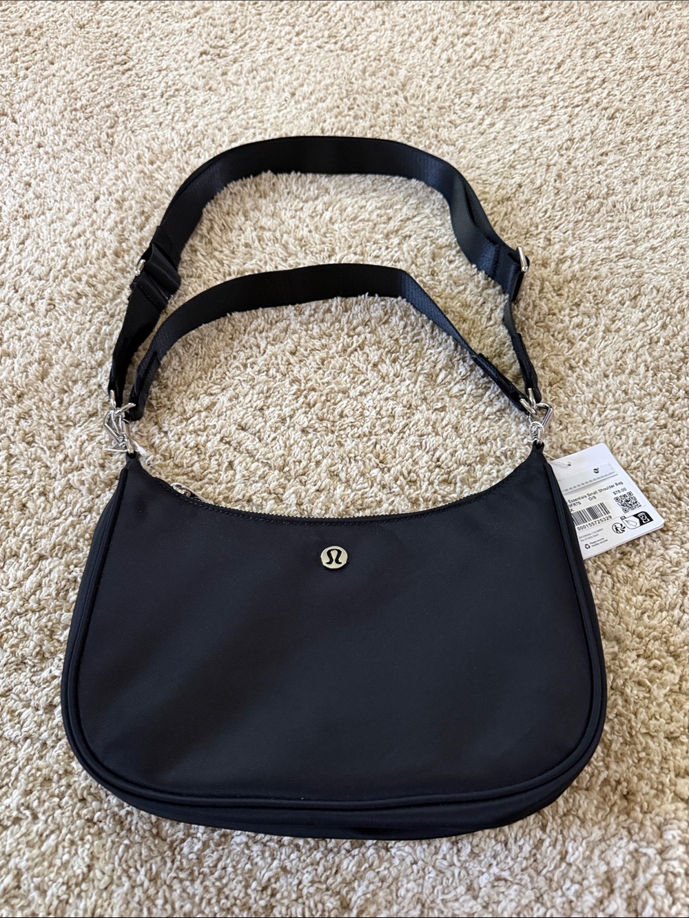 lululemon athletica Black Nylon Crescent Crossbody Bag